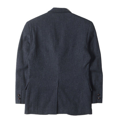 ヘリンボーンウール くるみボタン テーラードジャケット