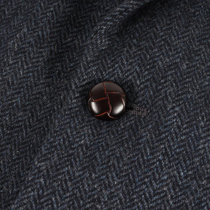 ヘリンボーンウール くるみボタン テーラードジャケット
