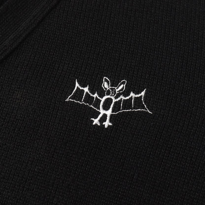 コウモリ刺繍 ニット カーディガン