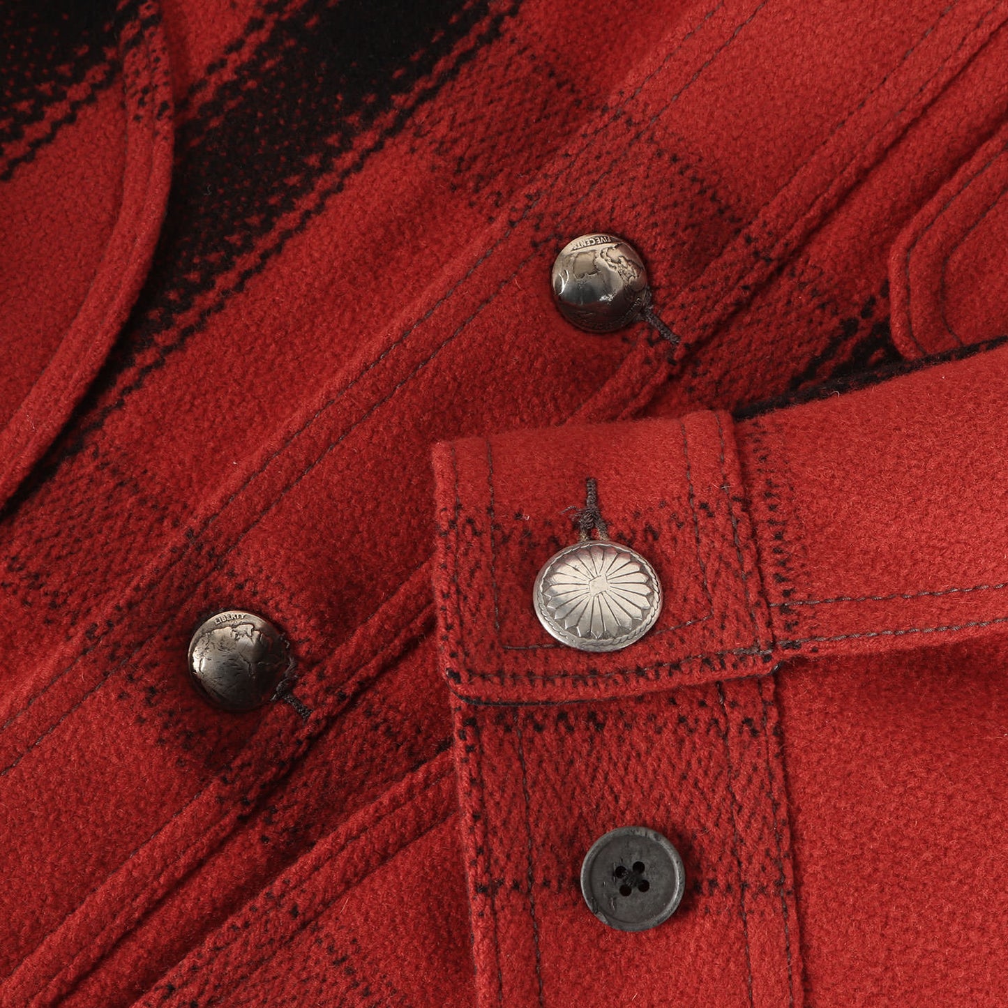 [コンチョボタンカスタム品] チェック ウール ハンティングジャケット