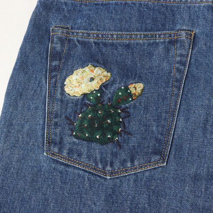 24SS サボテン刺繍 ワイド テーパード デニムパンツ(BLUES STRAIGHT / TROUSERS / COTTON. DENIM. CACTO)