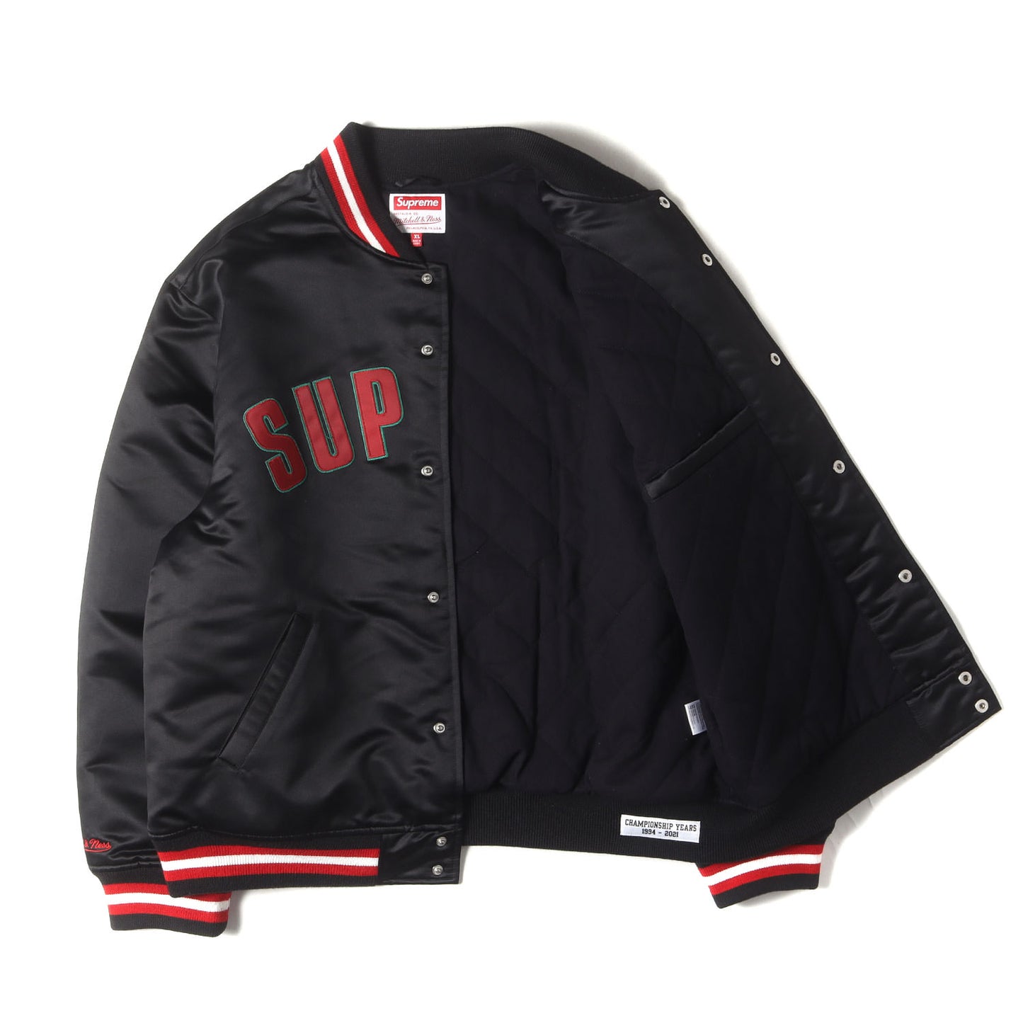 21SS ×Mitchell & Ness サテン バーシティジャケット / スタジャン(Satin Varsity Jacket)