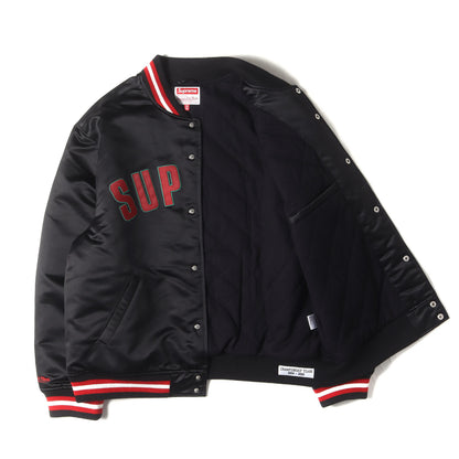 21SS ×Mitchell & Ness サテン バーシティジャケット / スタジャン(Satin Varsity Jacket)