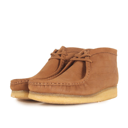 ×Clarks クロコダイル型押し ヌバックレザー ワラビーブーツ(Wallabee Boot)
