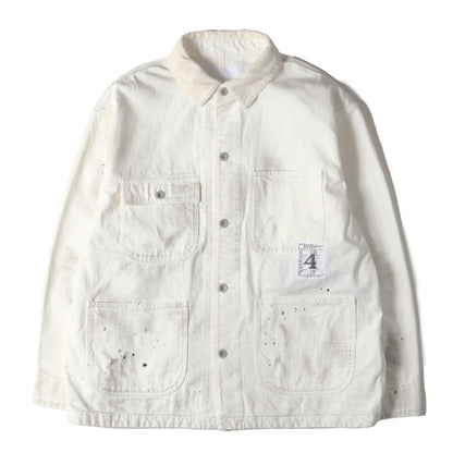 25AW ヴィンテージ加工 ホワイトデニム カバーオール / ジャケット(BW . WASHED COVERALL JACKET)