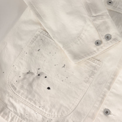25AW ヴィンテージ加工 ホワイトデニム カバーオール / ジャケット(BW . WASHED COVERALL JACKET)