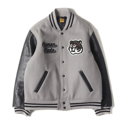 22AW タイガー 袖レザー メルトン バーシティジャケット / スタジャン(VARSITY JACKET)