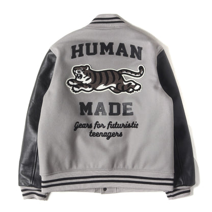 22AW タイガー 袖レザー メルトン バーシティジャケット / スタジャン(VARSITY JACKET)