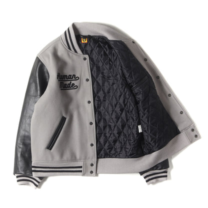 22AW タイガー 袖レザー メルトン バーシティジャケット / スタジャン(VARSITY JACKET)