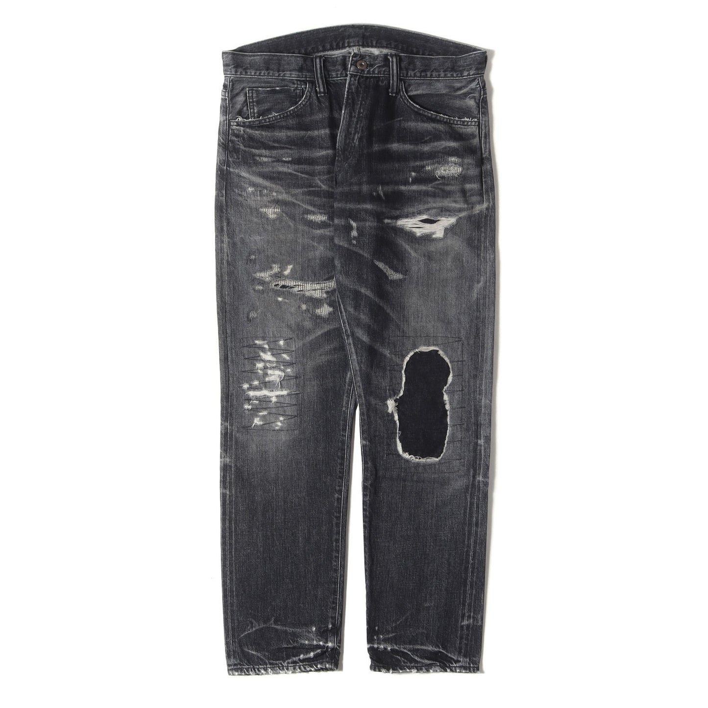 22SS ×fragment design ダメージリペア加工 デニムパンツ(DAMAGE DENIM PANTS BLACK)