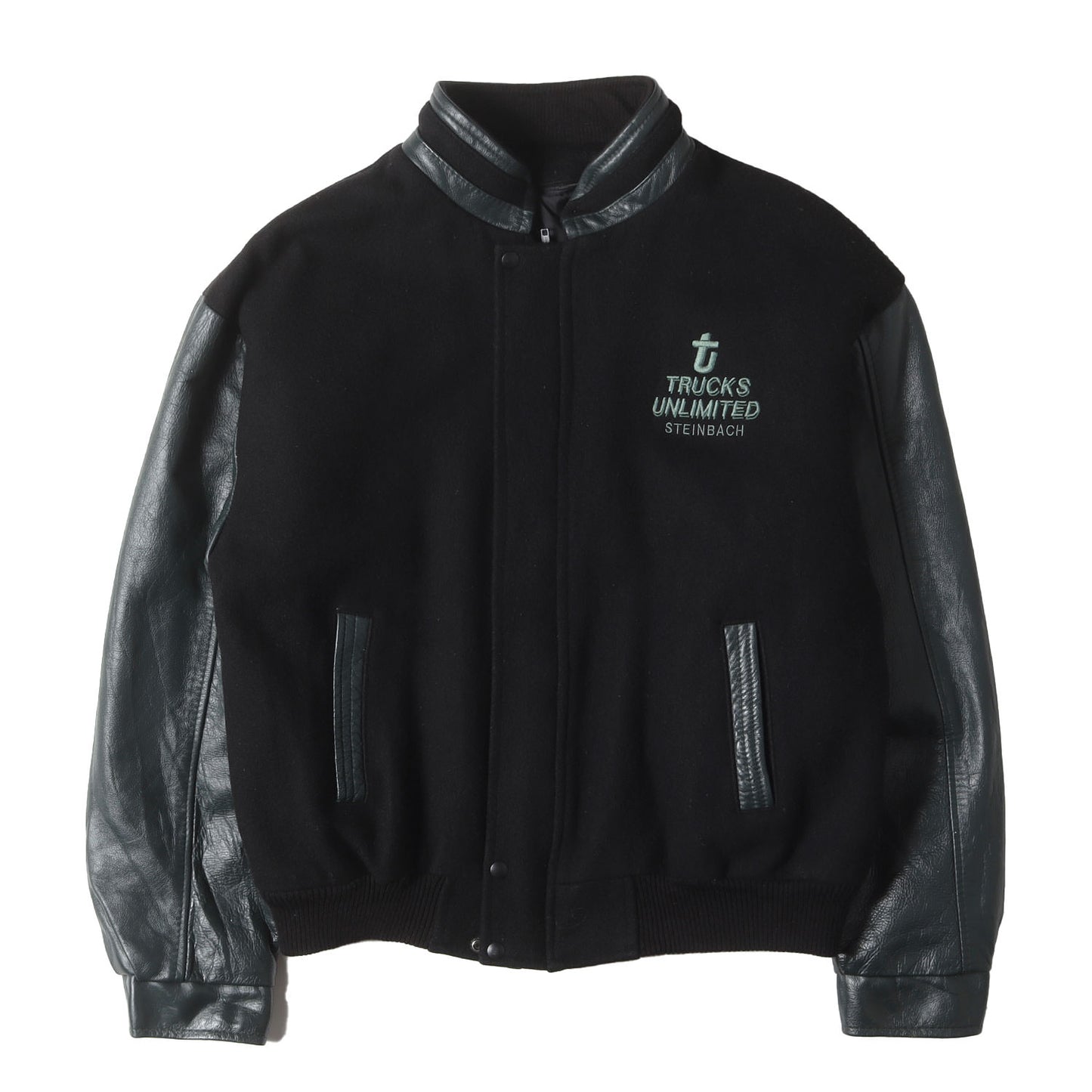 90s 袖レザー メルトンウール スタジャン / CANADA SPORTSWEAR カナダスポーツウェア