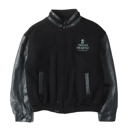 90s 袖レザー メルトンウール スタジャン / CANADA SPORTSWEAR カナダスポーツウェア