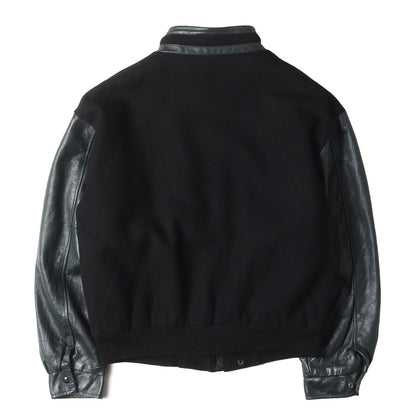 90s 袖レザー メルトンウール スタジャン / CANADA SPORTSWEAR カナダスポーツウェア