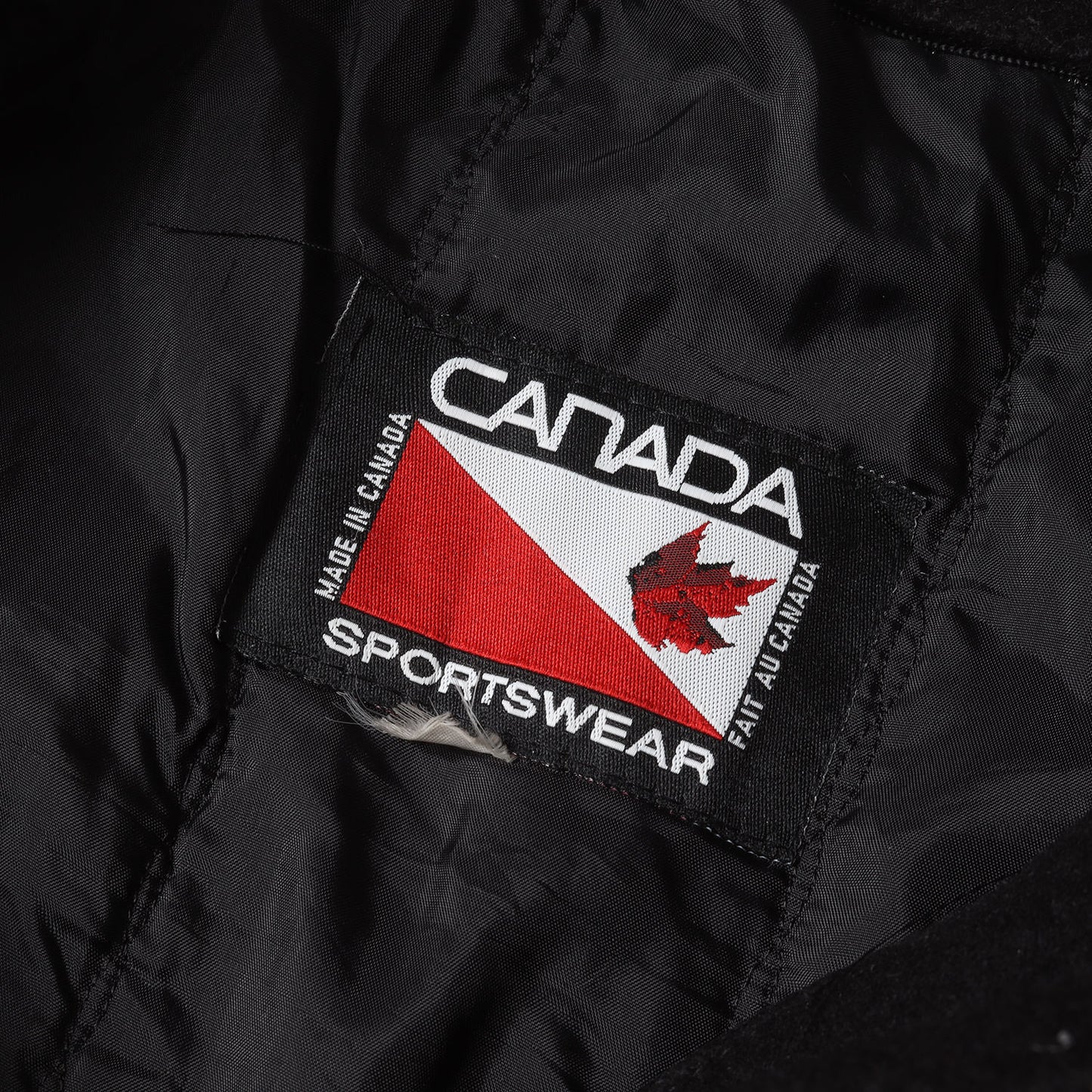 90s 袖レザー メルトンウール スタジャン / CANADA SPORTSWEAR カナダスポーツウェア