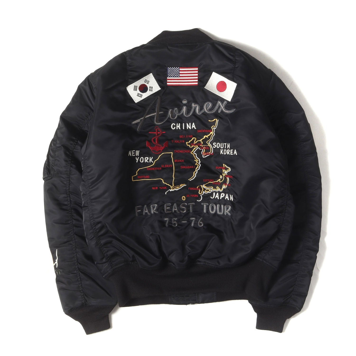 ファーイーストツアー/MA-1/ナイロン/BLK/6162182 AVIREX◇ファーイーストツアー/MA-1/ナイロン/BLK/6162182