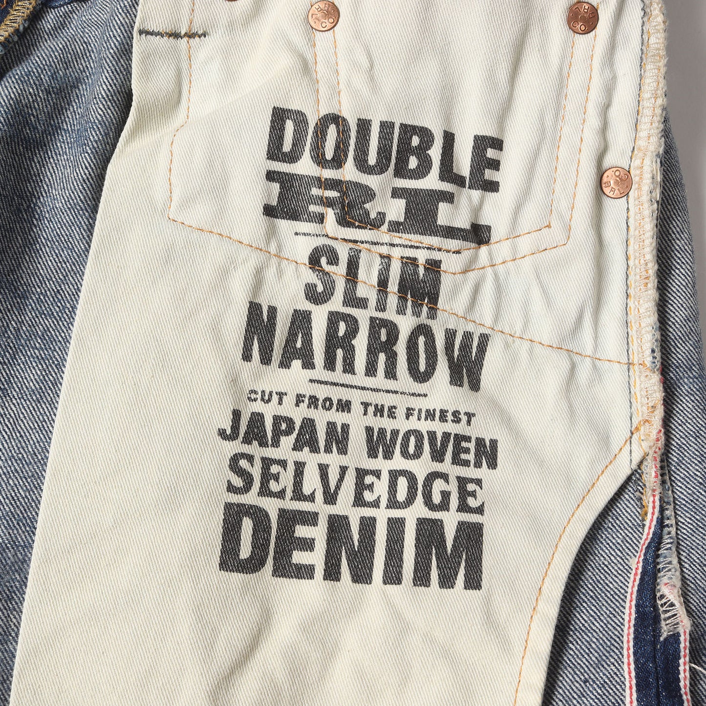 ヴィンテージ加工 スリムナロー デニムパンツ (SLIM NARROW JAPAN WOVEN SELVEDGE DENIM)