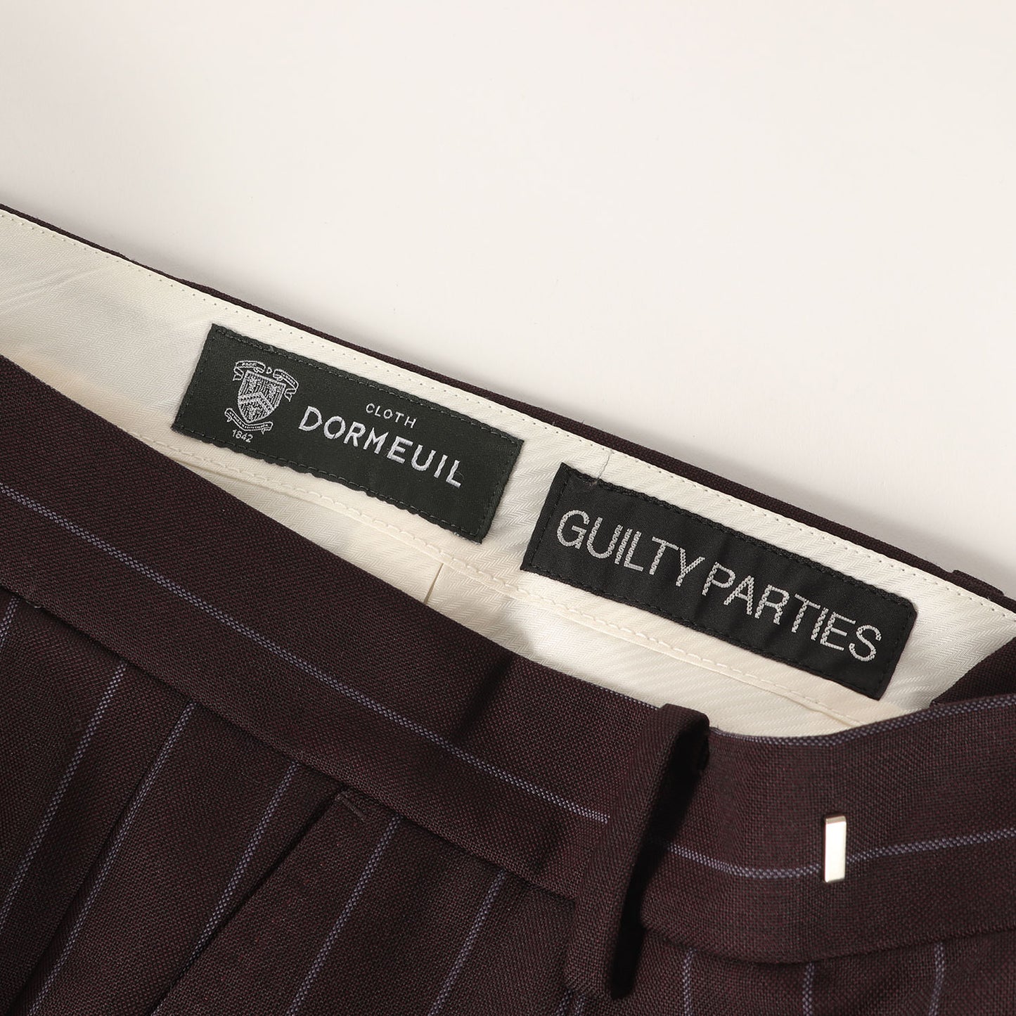 近年モデル ×DORMEUIL ストライプ プリーツ スラックスパンツ(PLEATED TROUSERS)