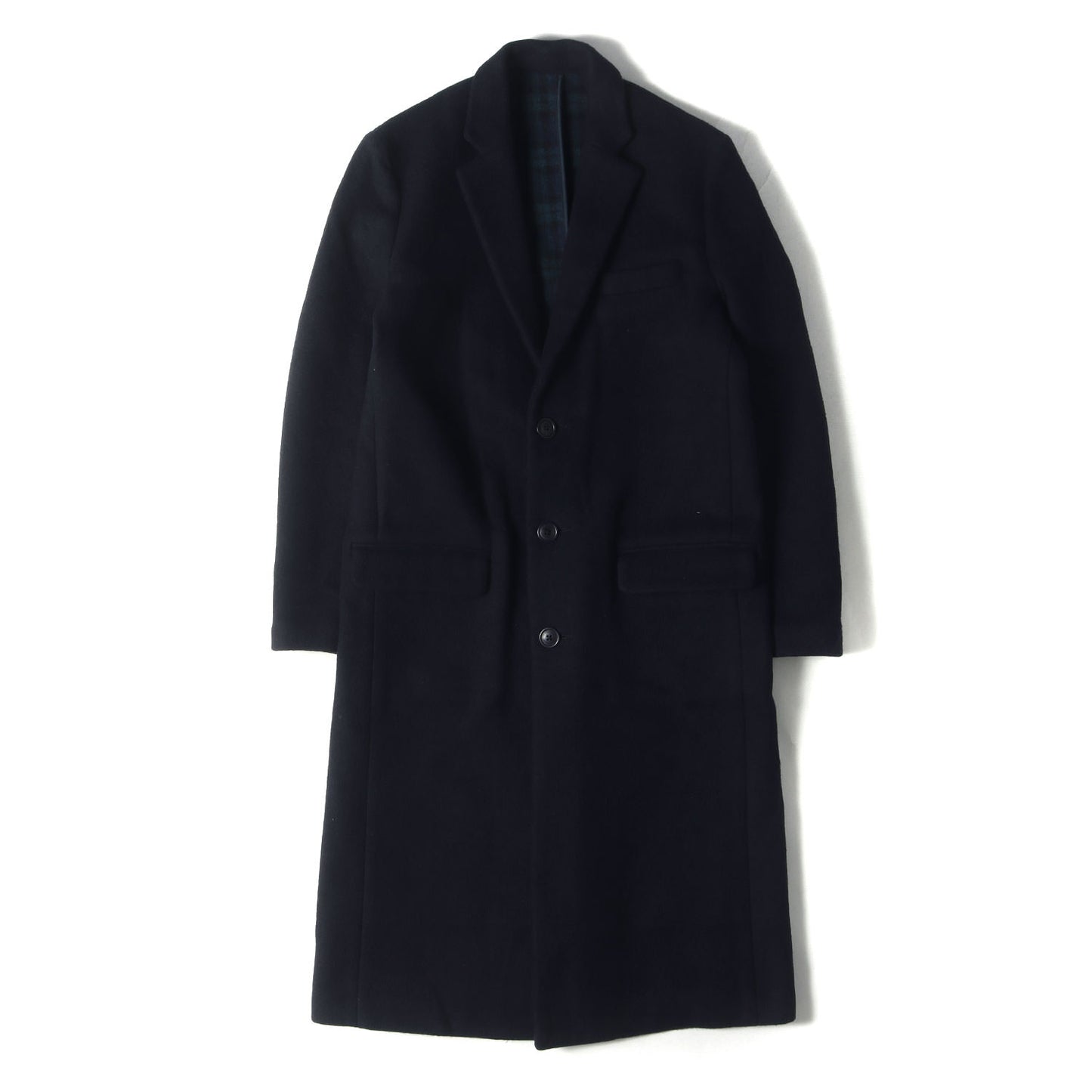 メルトンウール 裏地チェック チェスターフィールドコート(CHESTERFIELD COAT)