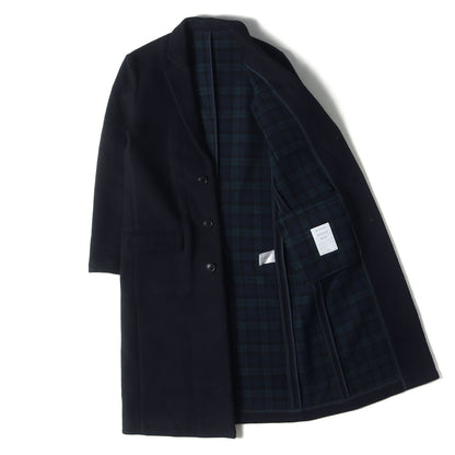 メルトンウール 裏地チェック チェスターフィールドコート(CHESTERFIELD COAT)