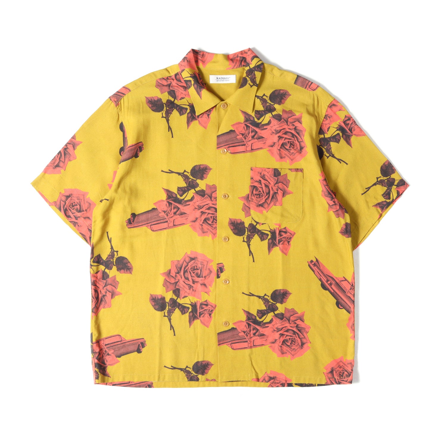 20SS ローズ&カー柄 レーヨン オープンカラー 半袖シャツ(CHEVY ROSE-OPEN COLLARED SHIRT S/S)
