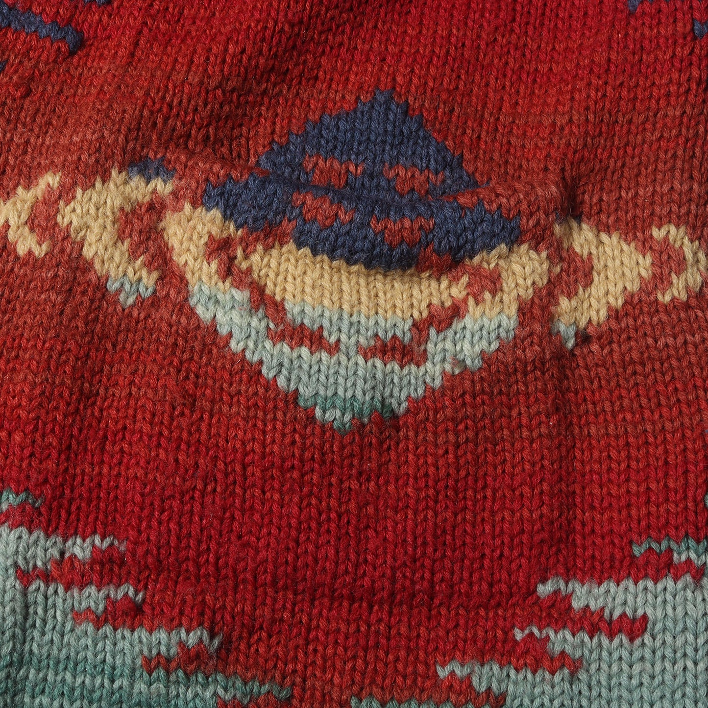 [著名人着用] 90s ネイティブ柄 ハンドニット ショールカラー ボタンレス ガウン / LAUREN RALPH LAUREN