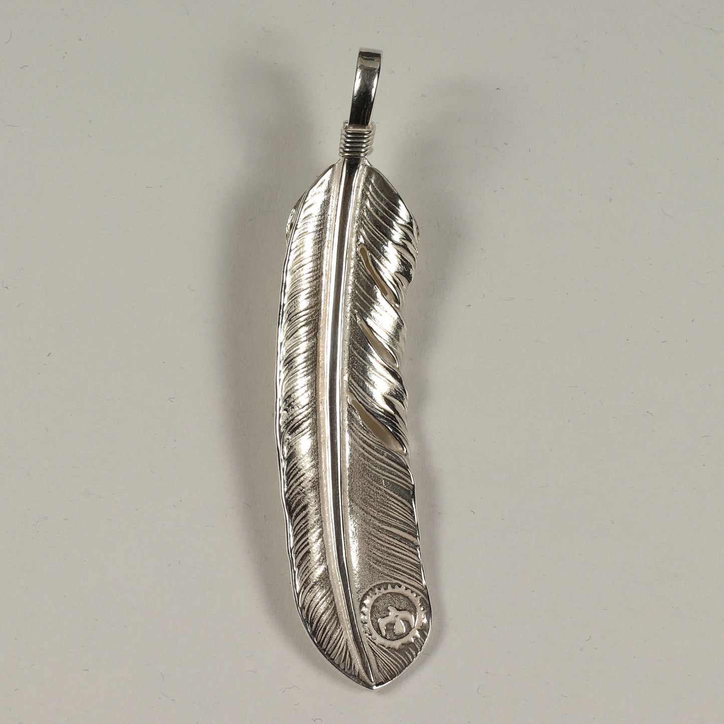 上銀 銀縄目 ターコイズ 特大フェザー