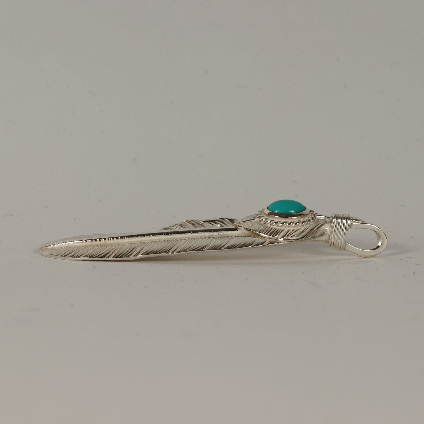 上銀 銀縄目 ターコイズ 特大フェザー