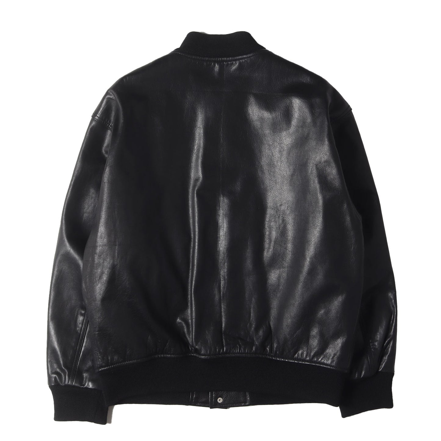 23AW オールレザー 裏地レオパード バーシティジャケット / スタジャン(LEATHER VARSITY JACKET)