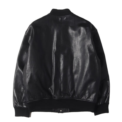 23AW オールレザー 裏地レオパード バーシティジャケット / スタジャン(LEATHER VARSITY JACKET)