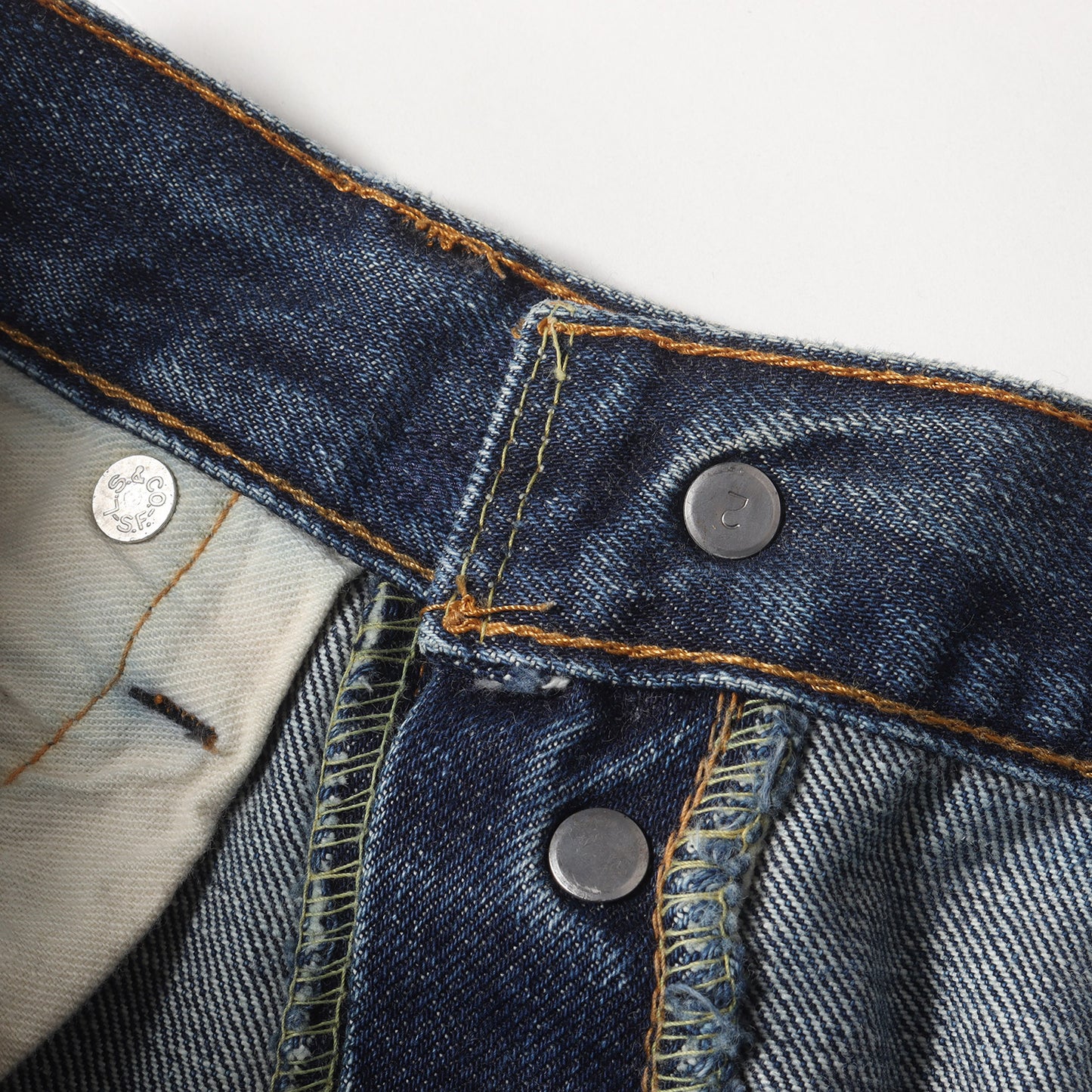 [雰囲気抜群 ヒゲあり] 60s 501 Big E デニムパンツ / USA製 ボタン裏刻印2