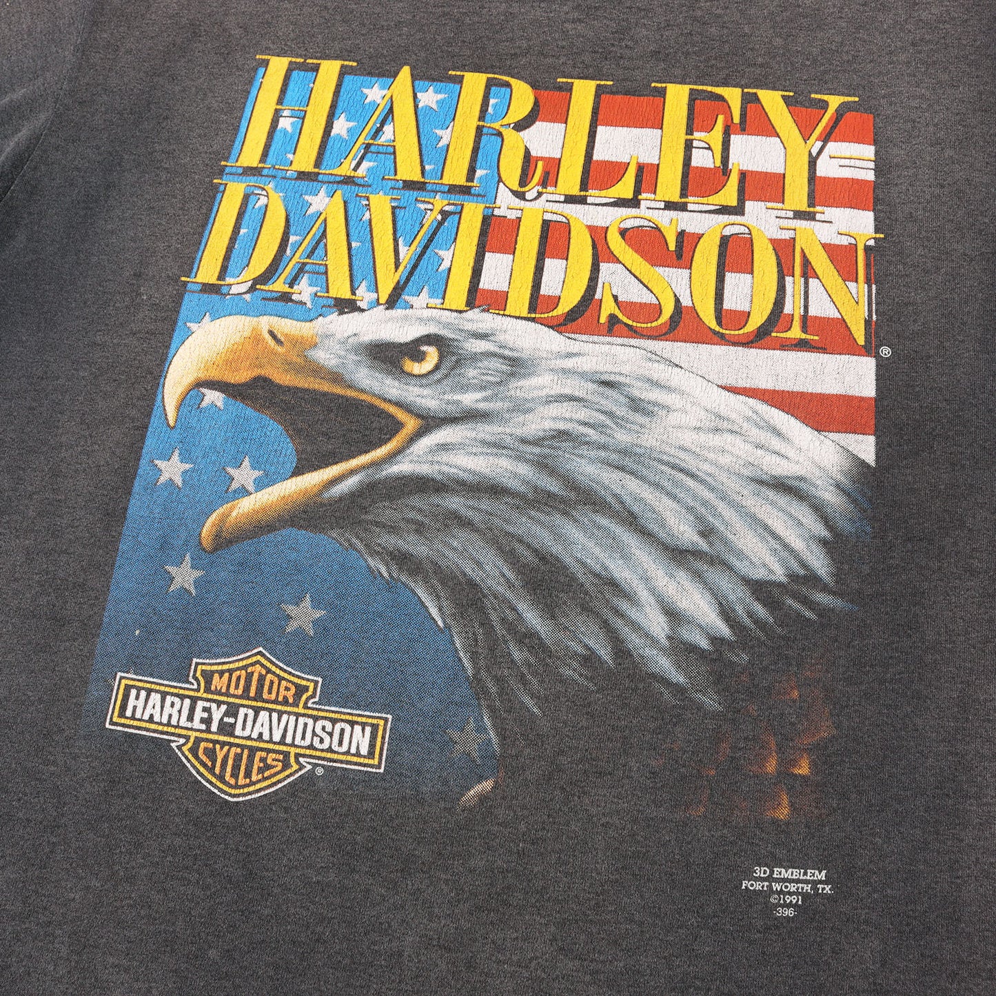 [GOODフェード] 90s 3D EMBLEM 星条旗 イーグルヘッド Tシャツ USA製
