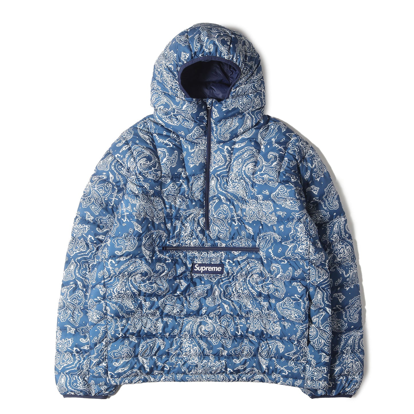 22AW ペイズリー柄 ハーフジップ プルオーバー ダウンジャケット(Micro Down Half Zip Hooded Pullover)