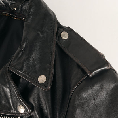 [USA製 125] 90s オイルドカウハイドレザー ダブル ライダースジャケット