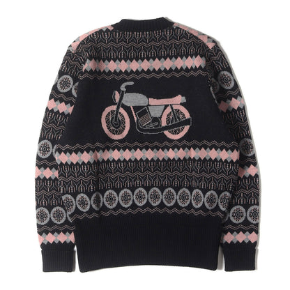 カワサキ・マッハ モーターサイクル ジャガード クルーネック ニット