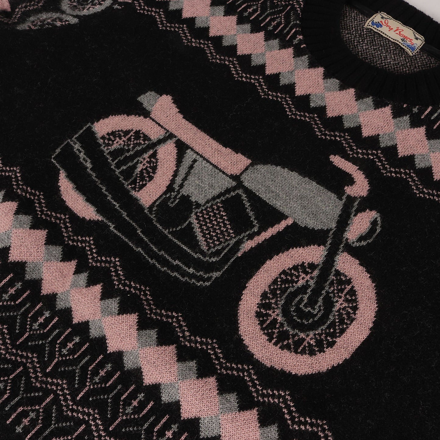 カワサキ・マッハ モーターサイクル ジャガード クルーネック ニット