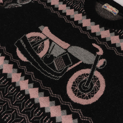 カワサキ・マッハ モーターサイクル ジャガード クルーネック ニット