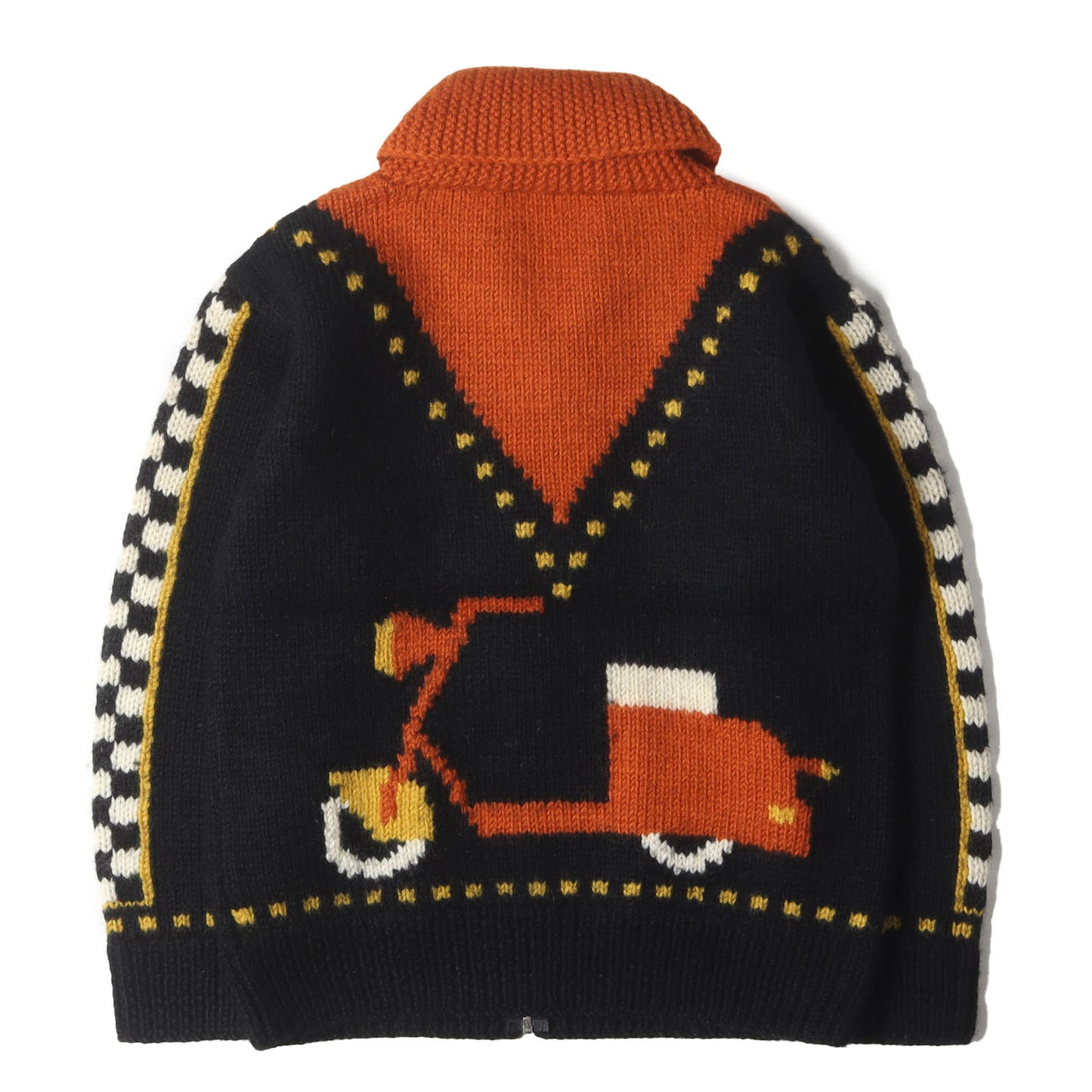 モペッドデザイン フルジップ カウチンニット