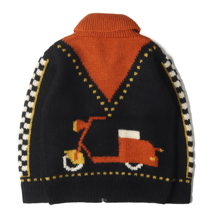 モペッドデザイン フルジップ カウチンニット