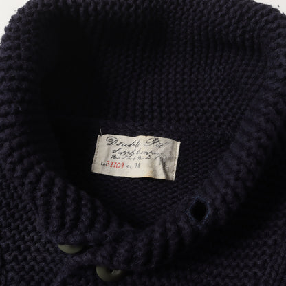 マリンボーダー ショールカラー コットン ニット