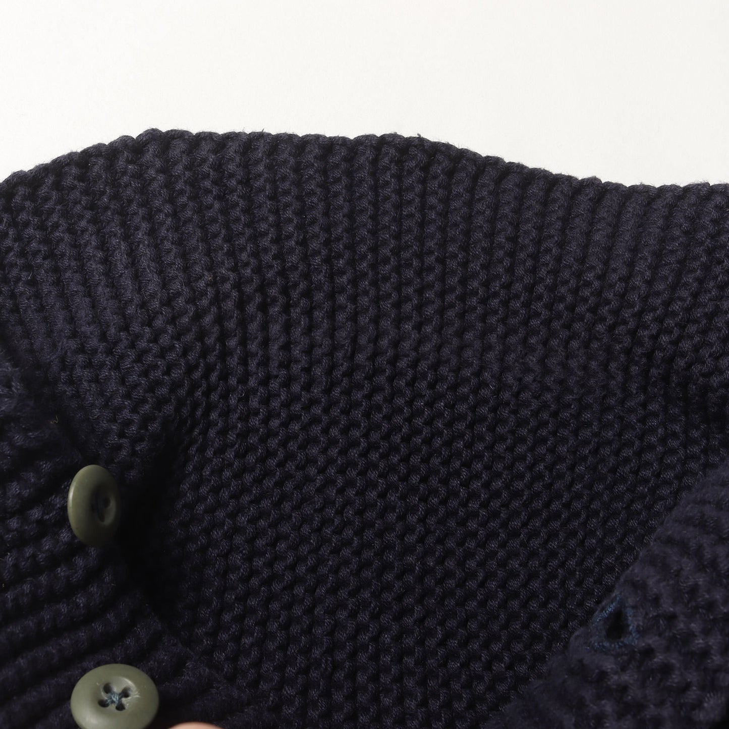 マリンボーダー ショールカラー コットン ニット