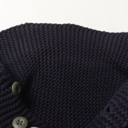 マリンボーダー ショールカラー コットン ニット