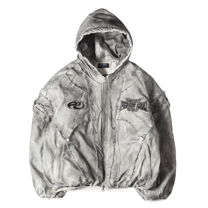 ダーティー加工 オーバーサイズ コットン 中綿ジャケット(Hand Brushed Dirty Cotton Coat)