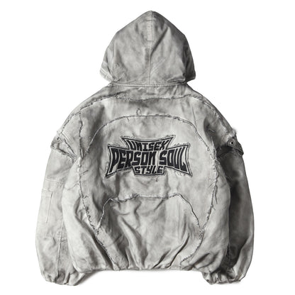 ダーティー加工 オーバーサイズ コットン 中綿ジャケット(Hand Brushed Dirty Cotton Coat)