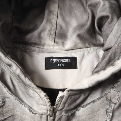 ダーティー加工 オーバーサイズ コットン 中綿ジャケット(Hand Brushed Dirty Cotton Coat)