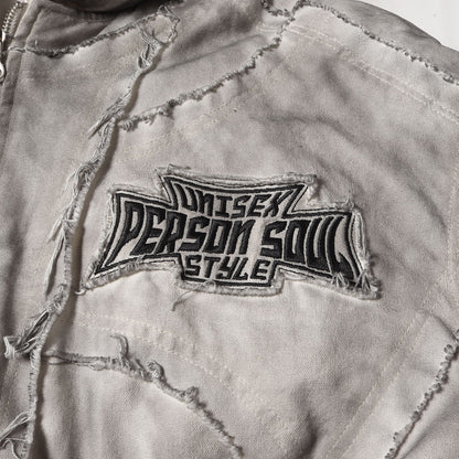 ダーティー加工 オーバーサイズ コットン 中綿ジャケット(Hand Brushed Dirty Cotton Coat)