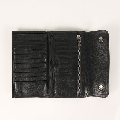 クロスボタン ウェーブ ヘビーレザー ロングウォレット / 長財布(WAVE WALLET CROSS BUTTON)