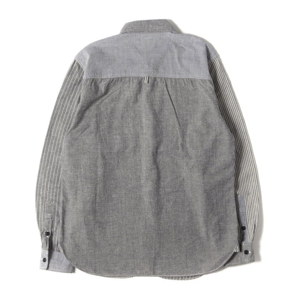 クレイジーパターン ストライプ シャンブレー ワークシャツ