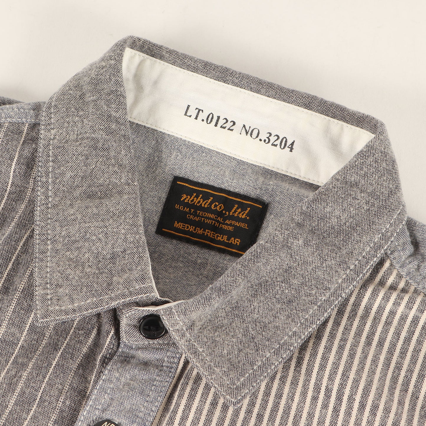 クレイジーパターン ストライプ シャンブレー ワークシャツ