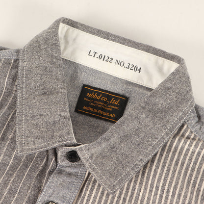 クレイジーパターン ストライプ シャンブレー ワークシャツ