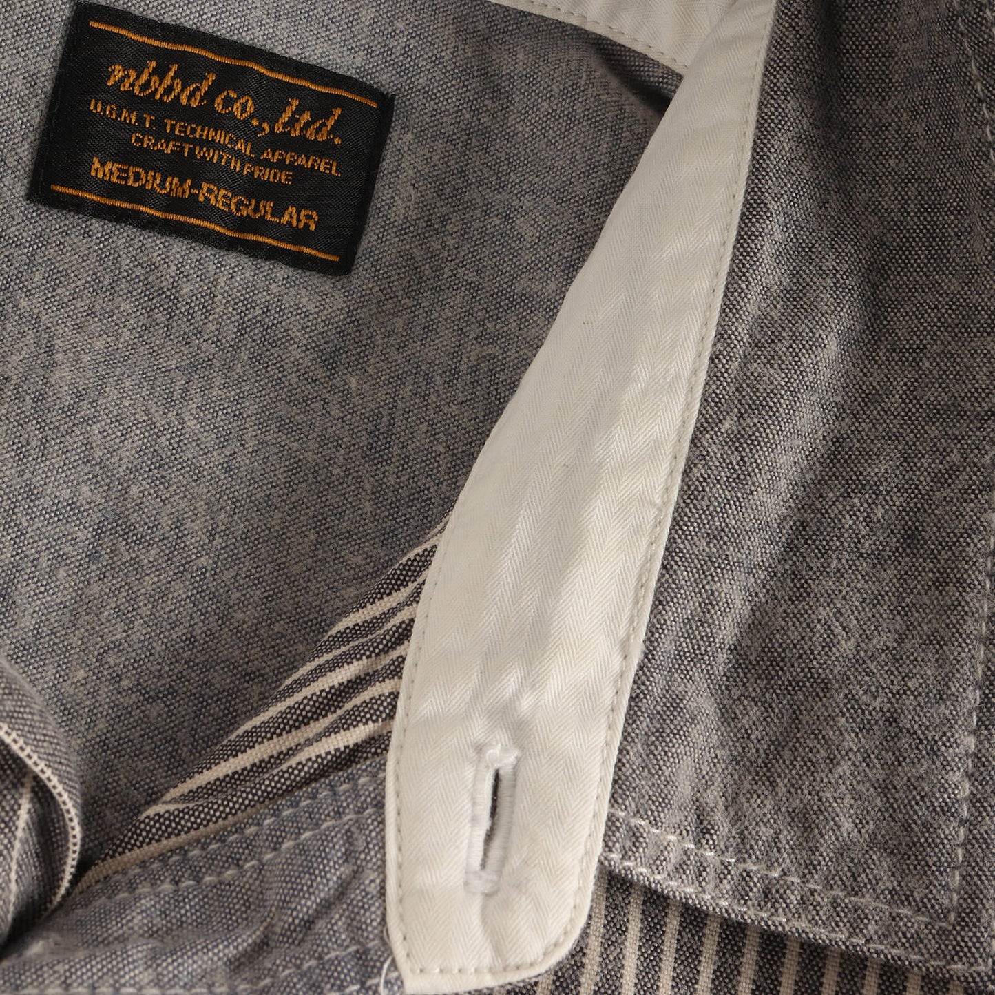 クレイジーパターン ストライプ シャンブレー ワークシャツ